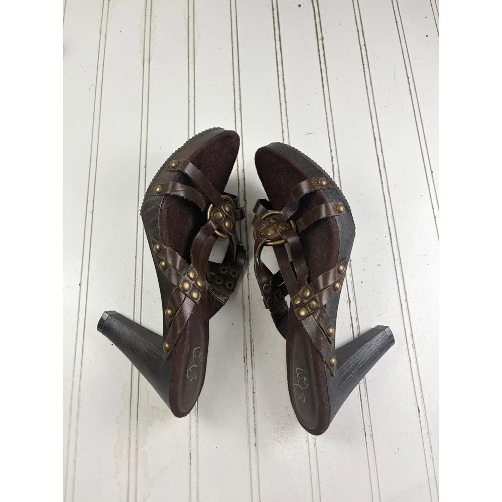 Bongo Vintage Y2K Norman Brown Strappy Boho Studded Platforms Women's Size 9M
